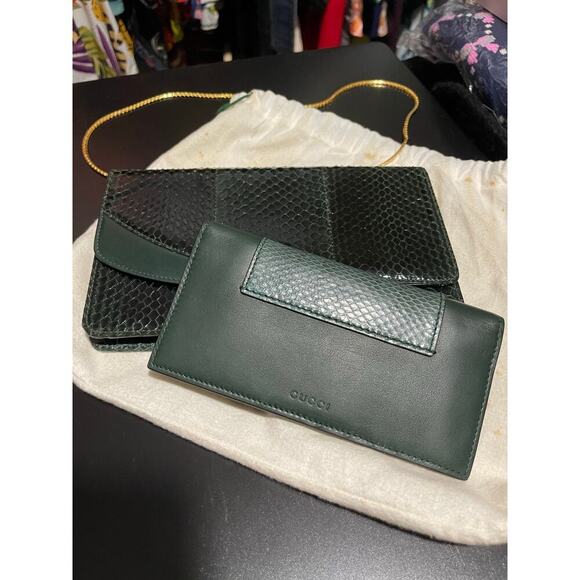 Gucci Vintage Green Python Clutch and Wallet with Dustbag - Picture 1 of 7